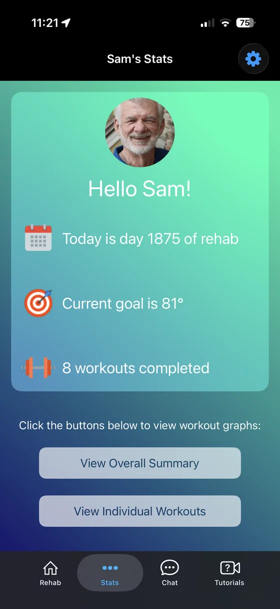 Patient stats home screen